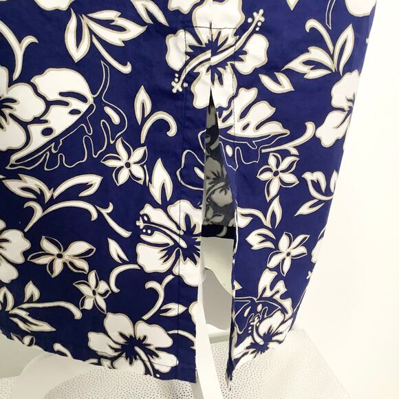 Hilo Hattie Navy White Floral Hibiscus Maxi Sheath Dress 12 - Picture 5 of 6